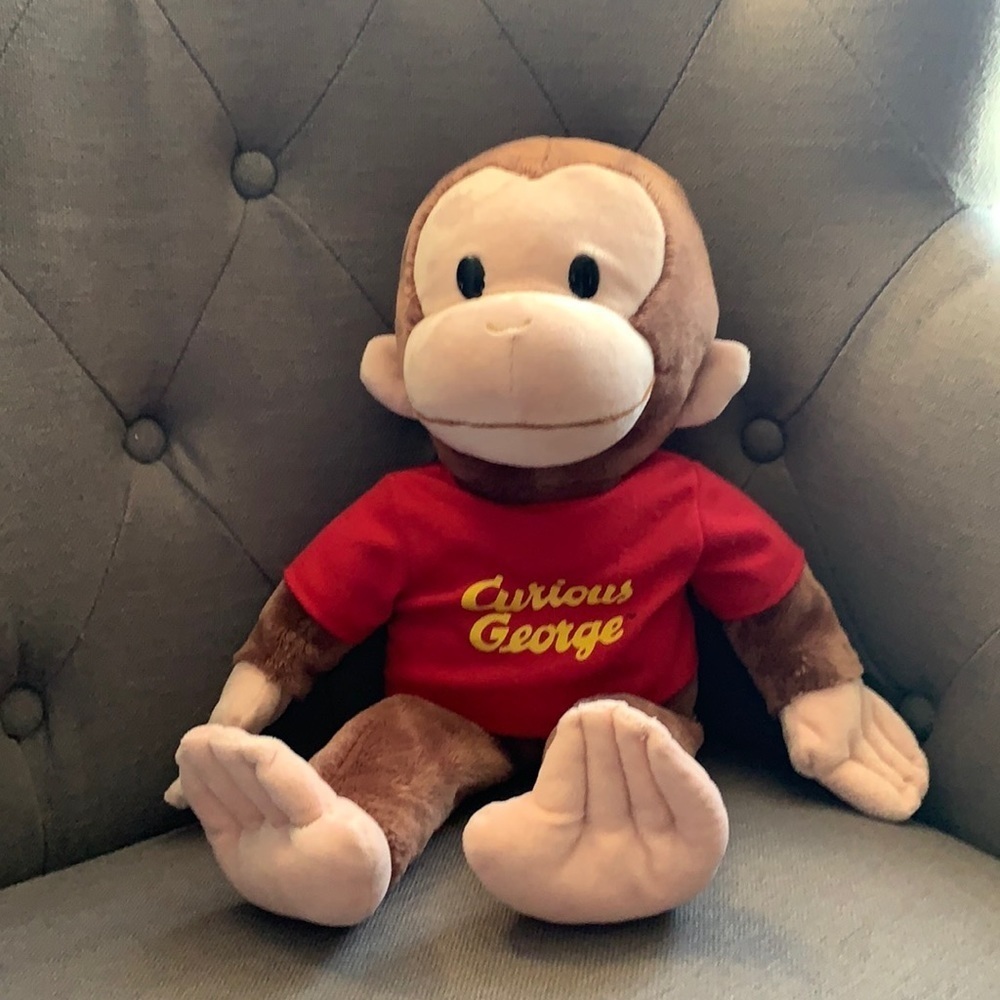 GUND | 16” | Vintage Curious George Plushy Toy in Red Shirt & Yellow Writing